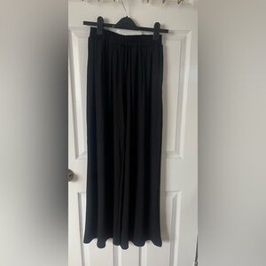 Cider Black Wide Leg Pants Ribbed Flowy Elastic Waist Size S